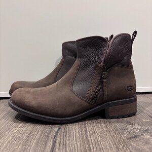 UGG leather ankle boots in rich brown